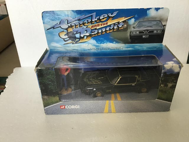 Corgi Toys TV CC54508 Smokey And The Bandit 1:36 Scale Pontiac Firebird with hand painted resin figure - Aquitania Collectables