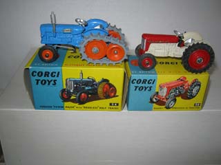 Corgi Toys No 50 Massey Ferguson 65 Tractor and Corgi Toys No 54 Fordson Power Major Tractor