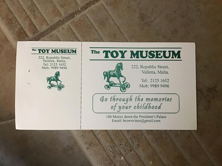 Grant's Trip to Malta Toy Museum - Ticket Details