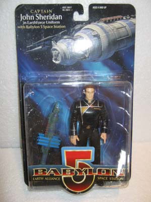 Captain John Sheridan in EarthForce Uniform with Babylon 5 Space Station - Babylon 5 Earth Alliance Space Station