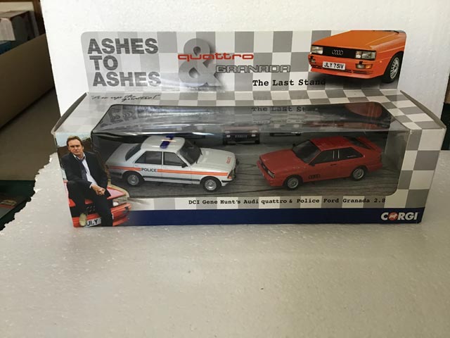Corgi Toys TV CC02799 1:43 Scale Ashes to Ashes Diecast Car Set - Ford Granada Police and DCI Gene Hunt's Audi Quattro - Aquitania Collectables