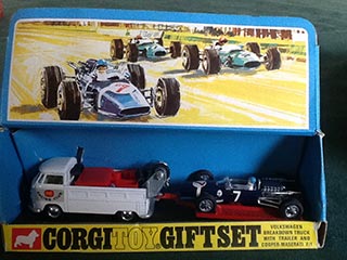 Corgi Gift Set No 6 Volkswagen Truck with Trailer and Cooper - Maserati F/1