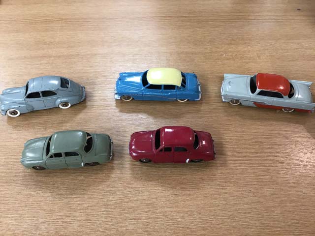 French Dinky Toys 24R Peugeot 203 24V Buick Roadmaster 24D Plymouth Belvedere 24E Renault Dauphine at Aquitania Collectables