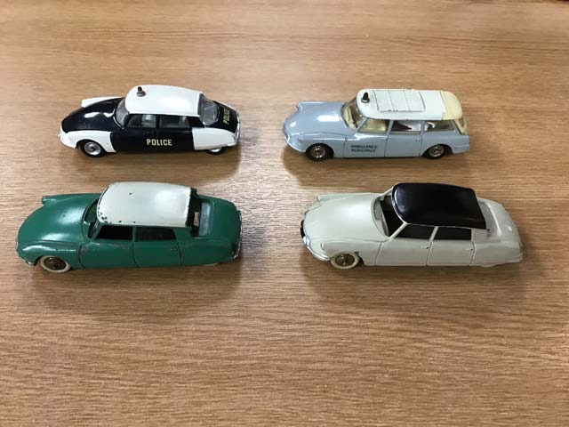 French Dinky Toys 501 Citroen DS19 Police Car 556 Citroen ID19 Ambulance 24-C Citroen DS19 24-C Citroen DS19 at Aquitania Collectables