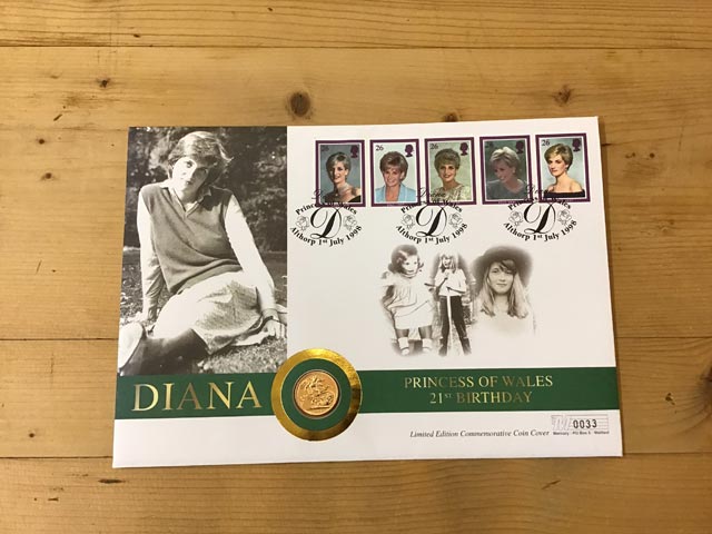 Diana, Princess of Wales 21st Birthday Limited Edition Commemorative Coin Cover Gold Sovereign at Aquitania Collectables