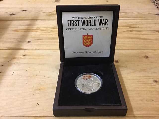 The Centenary of The First World War Limited Edition Guernsey Silver Five Pound Coin at Aquitania Collectables