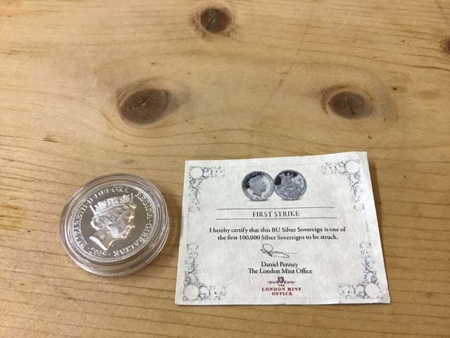 The Royal Mint First Strike BU Silver Sovereign at Aquitania Collectables