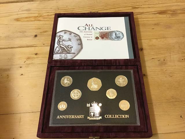 The Royal Mint Silver Proof All Change 25th Anniversary of Decimal Currency in Britain at Aquitania Collectables