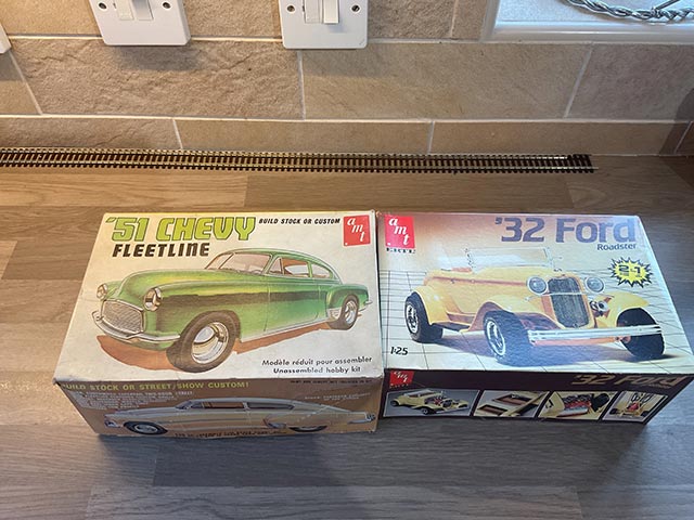 AMT Plastic Model Car Kits ‘51 Chevy Fleetline and ‘32 Ford Roadster - Model Kits - Aquitania Collectables