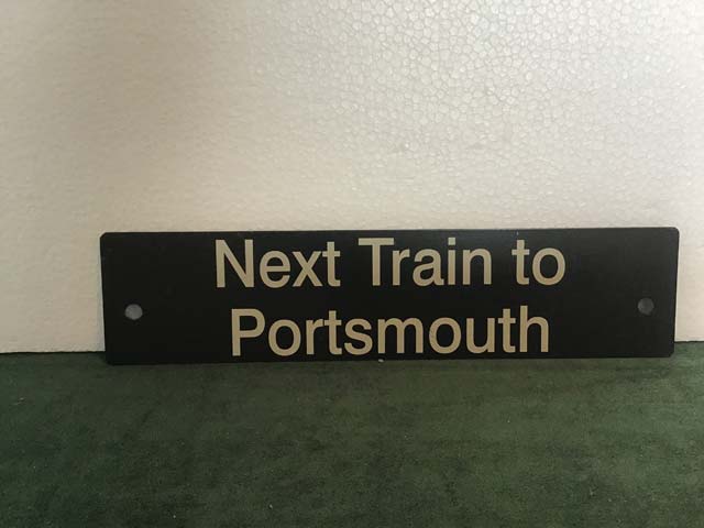 Railway Memorabilia Next Train to Portsmouth Sign - Aquitania Collectables