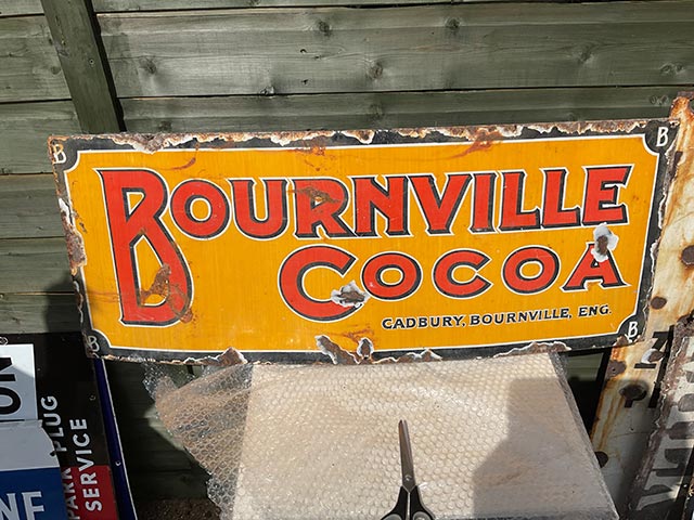 Bournville Cocoa Cadbury Eng Enamel Sign - Aquitania Collectables