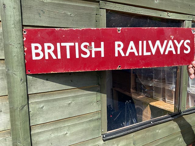 British Railways Red Enamel Sign - Aquitania Collectables