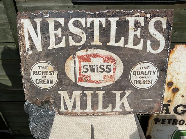 Nestle's Swiss Milk Enamel Sign - Aquitania Collectables