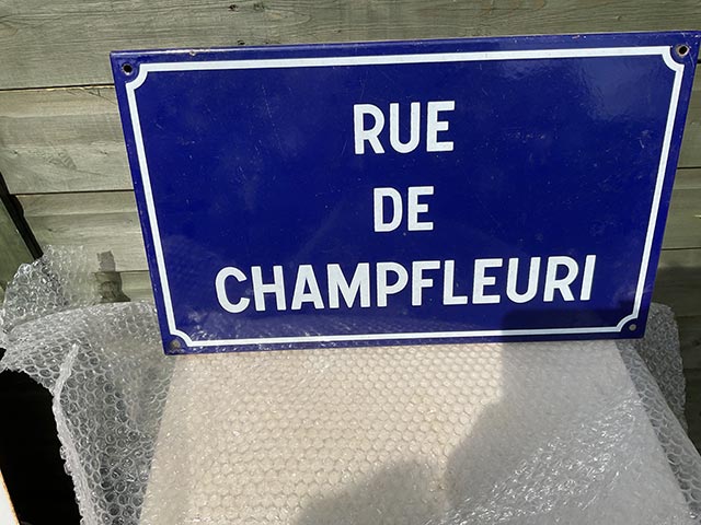 Rue de Champfleuri Enamel Sign - Aquitania Collectables