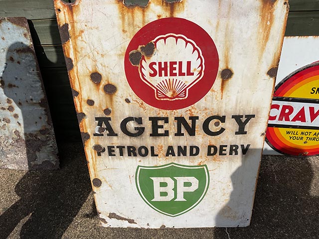 Shell Agency and Derv BP Enamel Sign - Aquitania Collectables