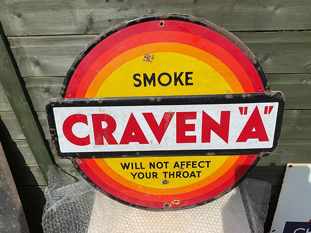 Smoke Cravena Will Not Affect Your Throat Enamel Sign - Aquitania Collectables