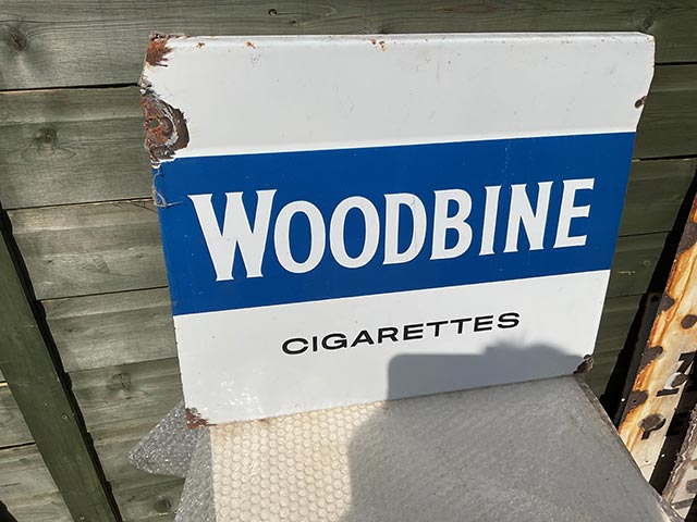 Woodbine Cigarettes Enamel Sign - Aquitania Collectables