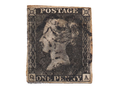 Penny Black Stamp Great Britain Circa 1840